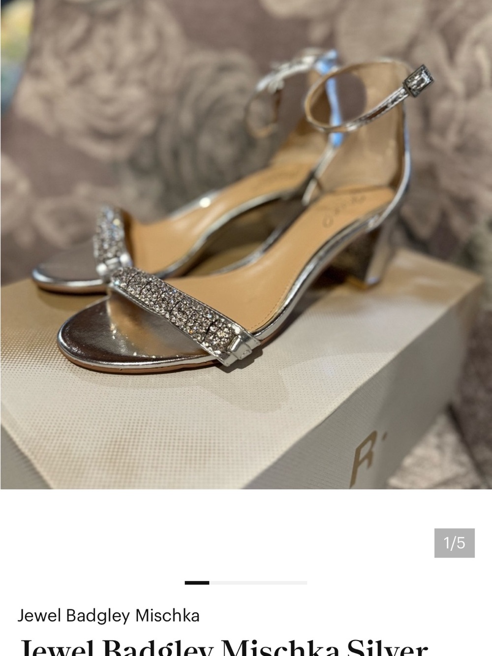 Badgley Mischka Silver Rhinestone Ankle-Strap Sandals